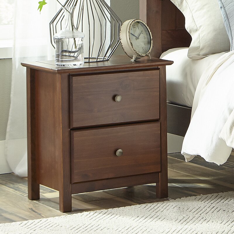 Wooden nightstand deals with drawer