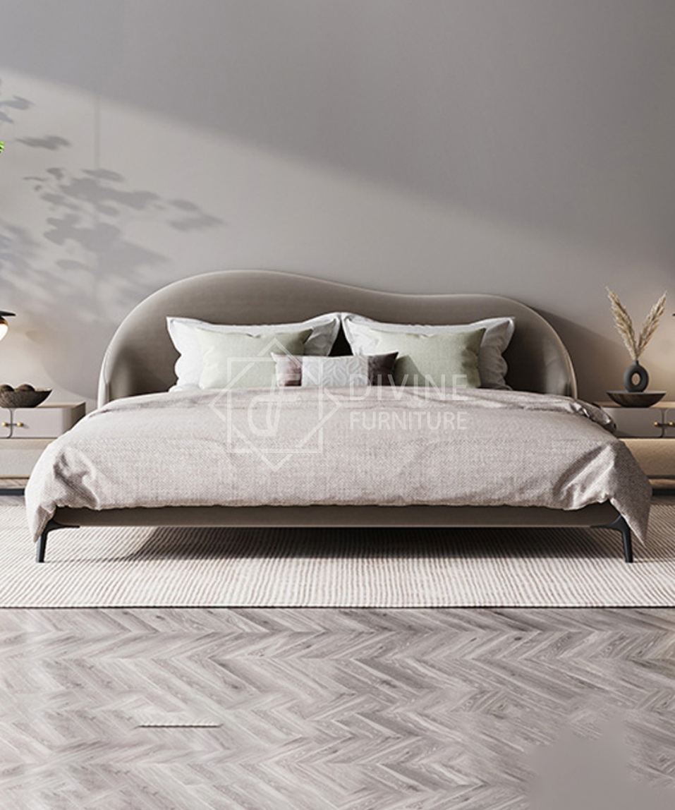 Curved Velvet Upholstered Bed Divine Furniture