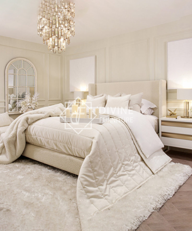 Coco Ivory Linen Luxury Bed Divine Furniture