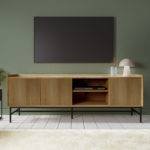 Chevron Solid Wood TV Stand with Storage