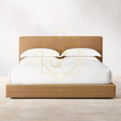 Low Profile Plain Upholstered Bed