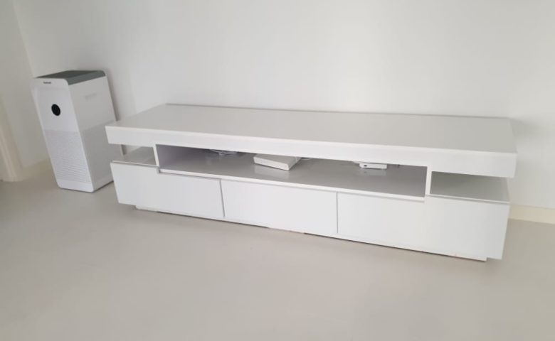 Large White Gloss TV Unit with Storage