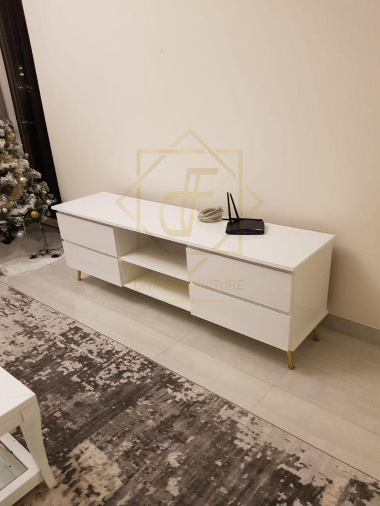 Large White Gloss TV Unit with Storage Divine Furniture