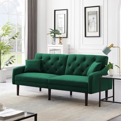 Tufted Back 2 Seat Velvet Sofa