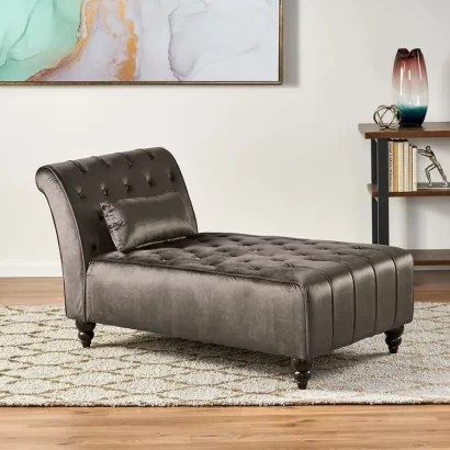 Armless Velvet Chaise Lounge