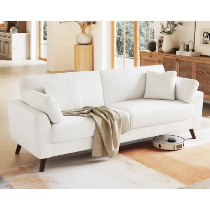 Modern 3 Seater Sofa in Boucle Fabric