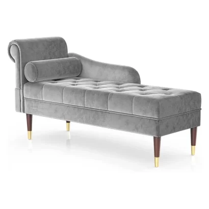 Button Tufted Velvet Chaise Lounge