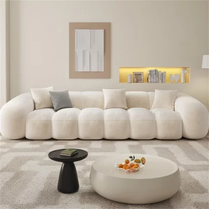 Modern Fleece Fabric Cloud Sofa Set