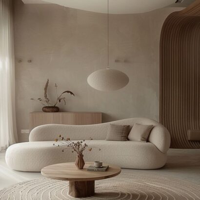 "Modern Curved Minimalist Sofa for Luxury Living Room Décor"