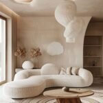 Luxury Curved Sofa Set with Wooden Coffee Table
