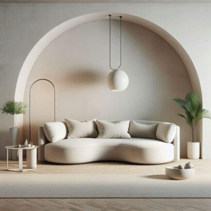 Minimalist Curved Sofa with Modern Accent Decor