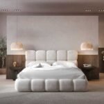 Luxury Upholstered Platform Bed with Modern Headboard