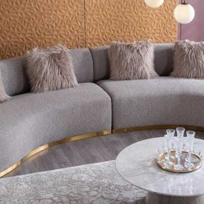 Modern Curved Sofa with Gold Base