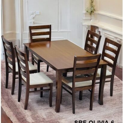 Modern Wooden Dining Table Set with 6 Chairs