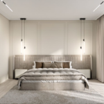 "King Size Bed With Storage, Fabric Upholstered, Modern Design"