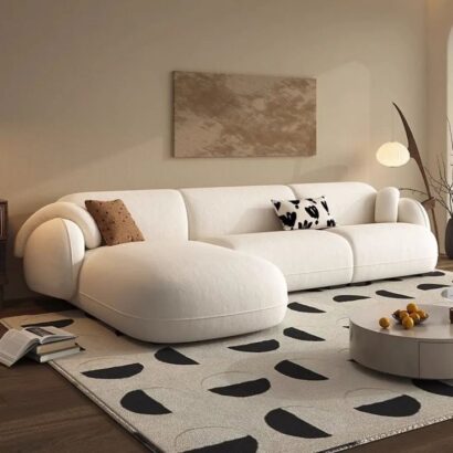 Luxury Modern White L-Shaped Sofa for Living Room