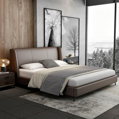 Modern Leather Upholstered Bed – Elegant & Durable