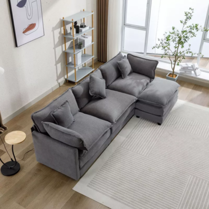 Luxury L-Shaped Upholstered Sofa – Modern & Comfortable