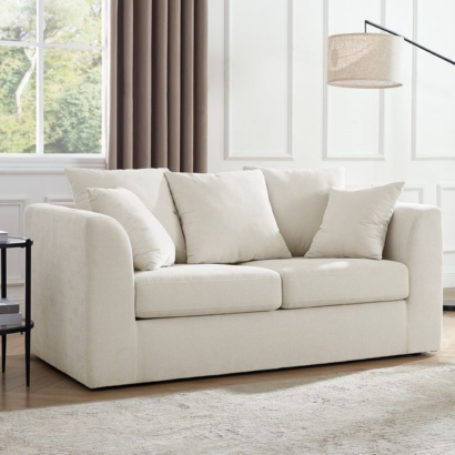 Modern 2-Seater Fabric Sofa in Ivory – Elegant & Cozy