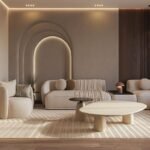 Luxury Curved Modern Sofa Set – Beige Fabric