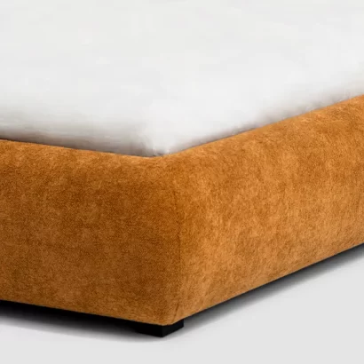 Modern Curved Upholstered Platform Bed – Suede Fabric Frame