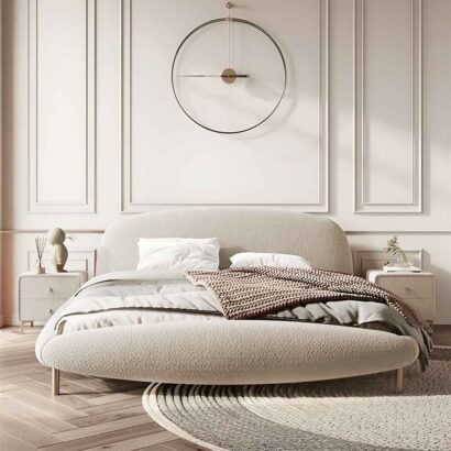 Cloud Bouclé Curved Luxury Bed Frame