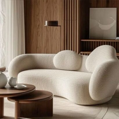 LunaCloud Boucle Curved Designer Sofa