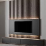 LumeLine Black LED Panel TV Unit