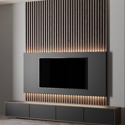 LumeLine Black LED Panel TV Unit