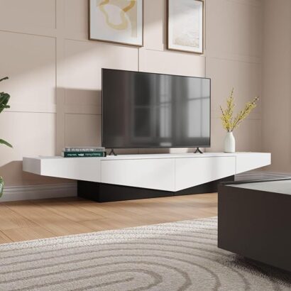 GlideEdge White Floating TV Unit