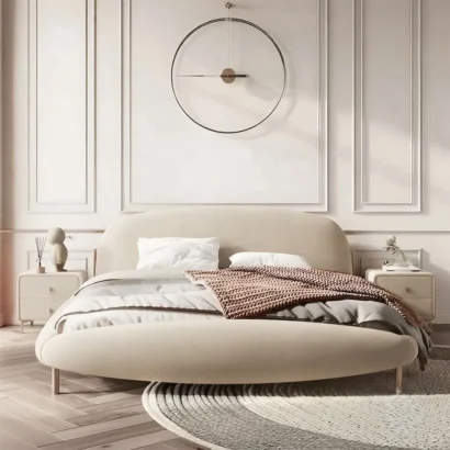 Cloud Bouclé Curved Luxury Bed Frame