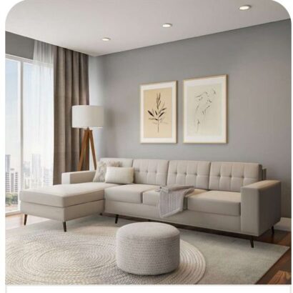 UrbanLoom Beige L-Shaped Sofa