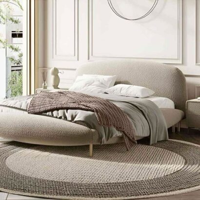 Cloud Bouclé Curved Luxury Bed Frame