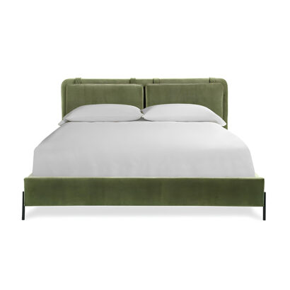 VerdeLuxe Olive Green Velvet Bed