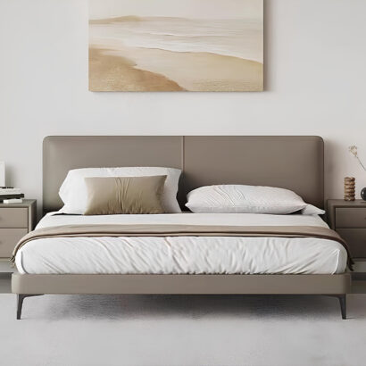 Mocha Sleek Upholstered Platform Bed