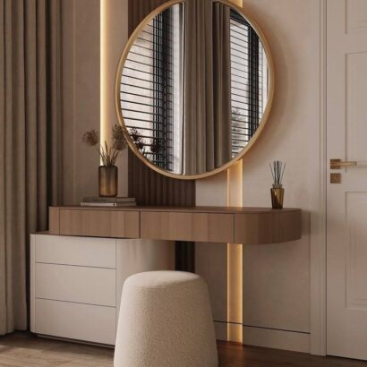 Eclat Round Vanity Table with Mirror