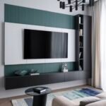 COLORWALL Modern Floating TV Unit with Teal Accent Panels