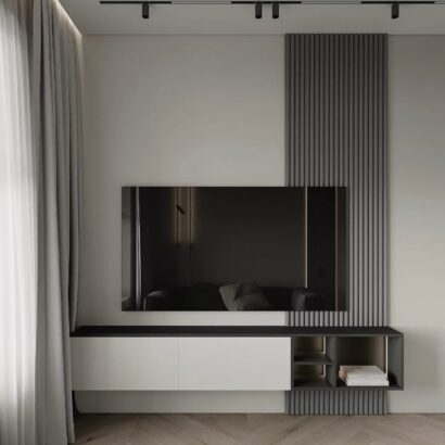 MINIPANEL™ Modern Floating TV Unit with Vertical Slat Accent