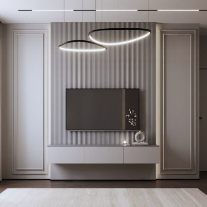 MODUFLUTE™ Minimalist Fluted TV Wall Unit in Matte White