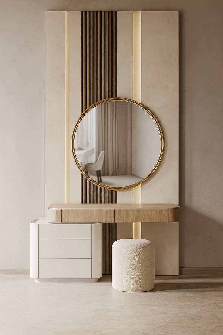 Make-Up-Area dressing table with wall panel