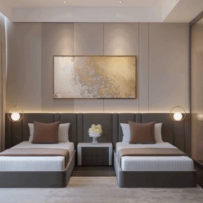 VelvoPair Twin Upholstered Beds