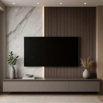 Aurea Marble Accent TV Wall Unit |