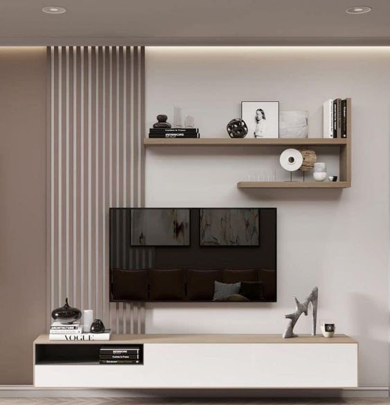 1(25) Linea Floating TV Console with Shelves