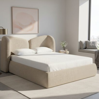CalmNest Twin-Curve Headboard Bed