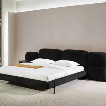 NoirHaven Soft-Arc Padded Headboard Bed