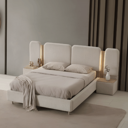LumiPadded Halo Headboard Bed