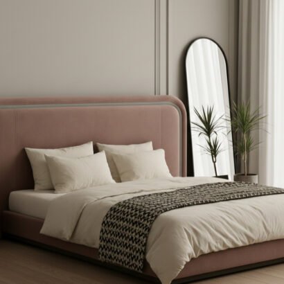 Roselle Blush Headboard Bed