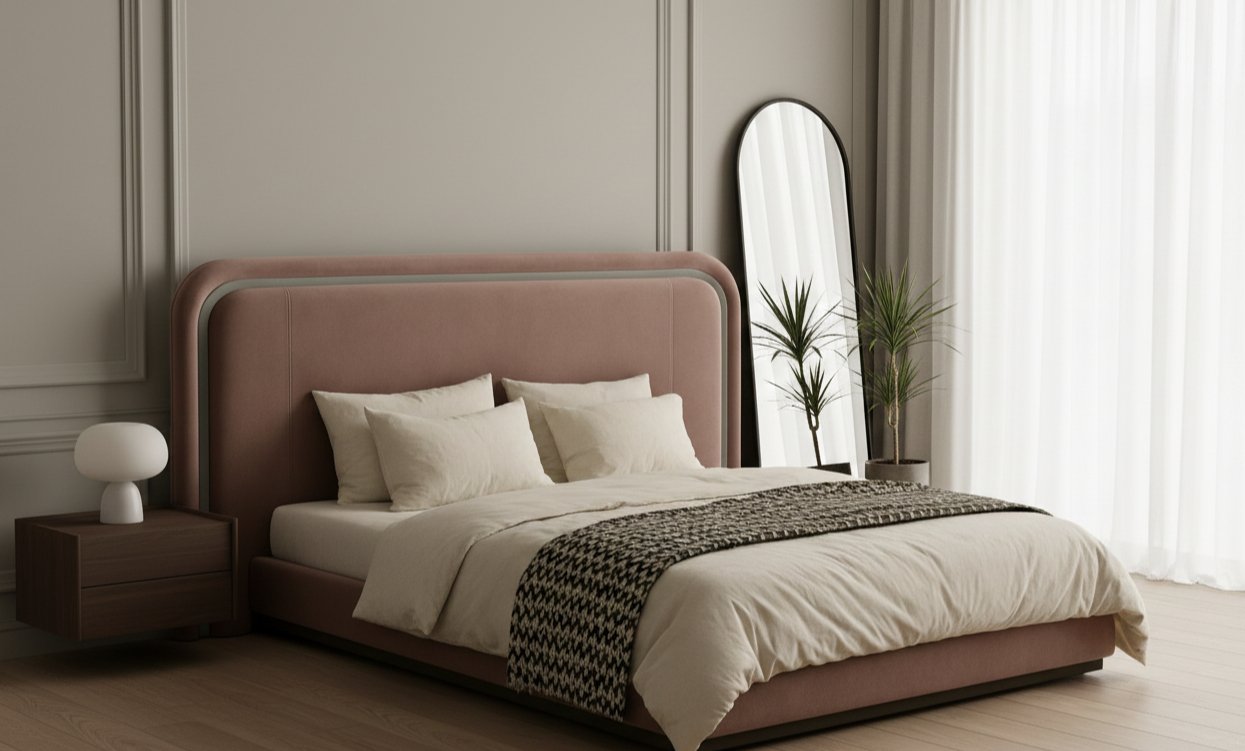 bed (9) Roselle Blush Headboard Bed