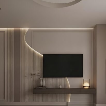 Curve Line LED TV Wall Unit