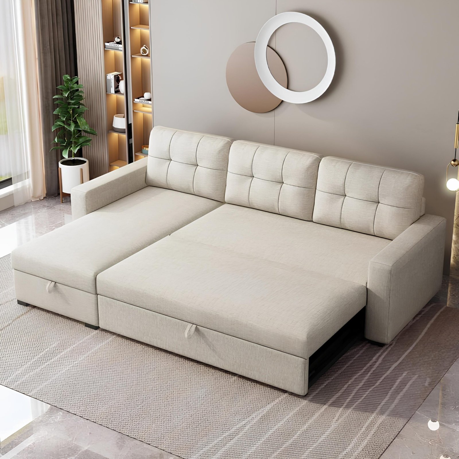 L-Shape Sofa Cum Bed HarmonyNest Luxe L-Shape Sofa Cum Bed HarmonyNest Luxe